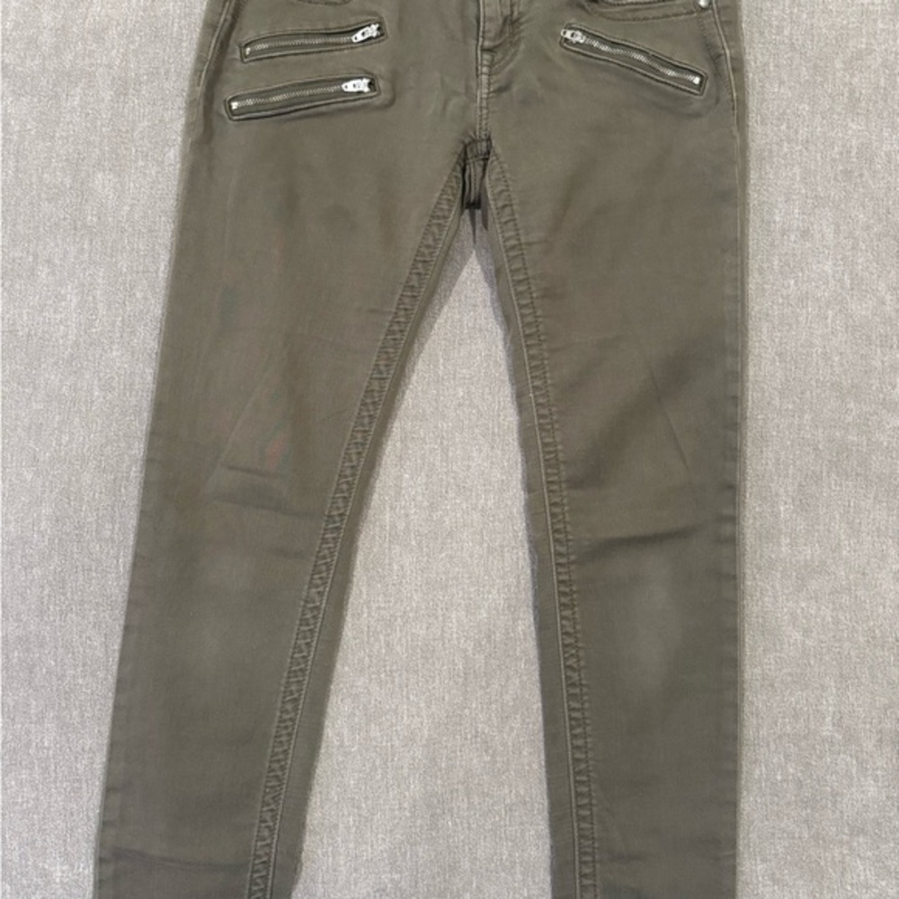 Women’s Miss Me Army Green Jeans with Zipper Accents size 27 Signature Skinny